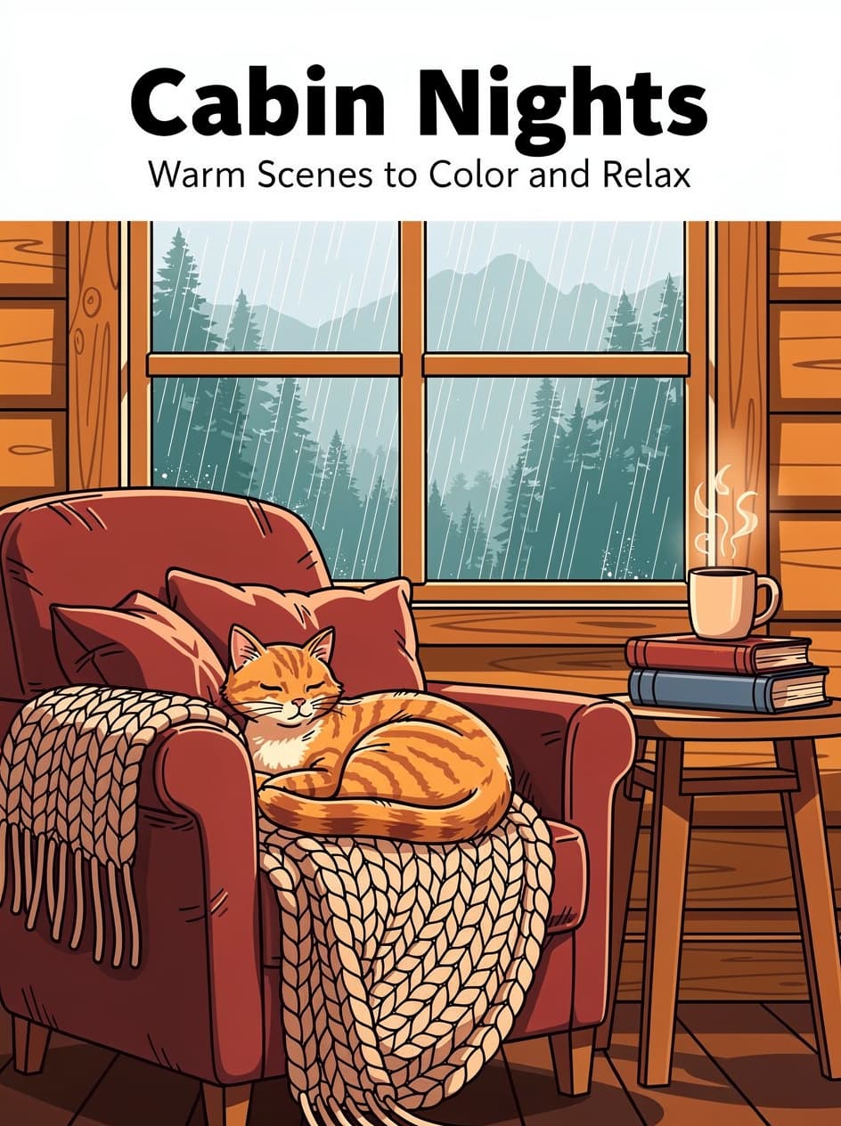 Cabin Nights — Warm Scenes to Color and Relax