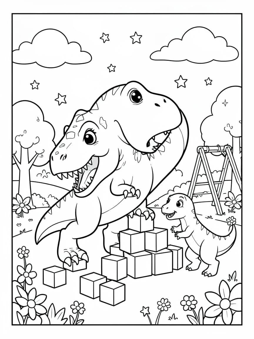 Generated dinosaur illustration with two heads sharing a body