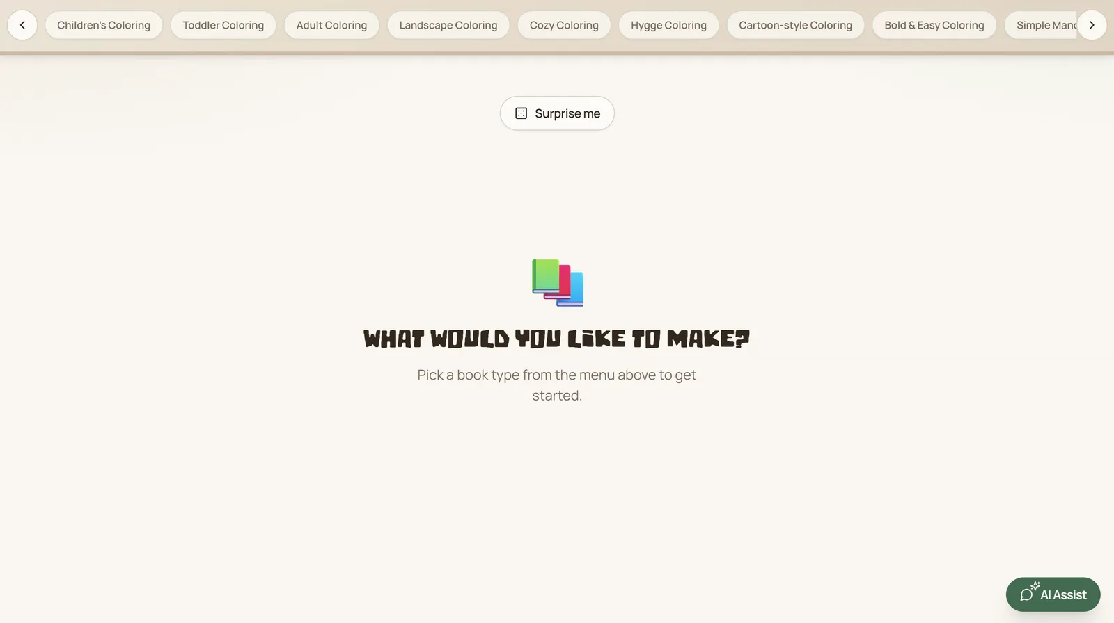KDP Maker Create workspace with coloring and mandala book type choices